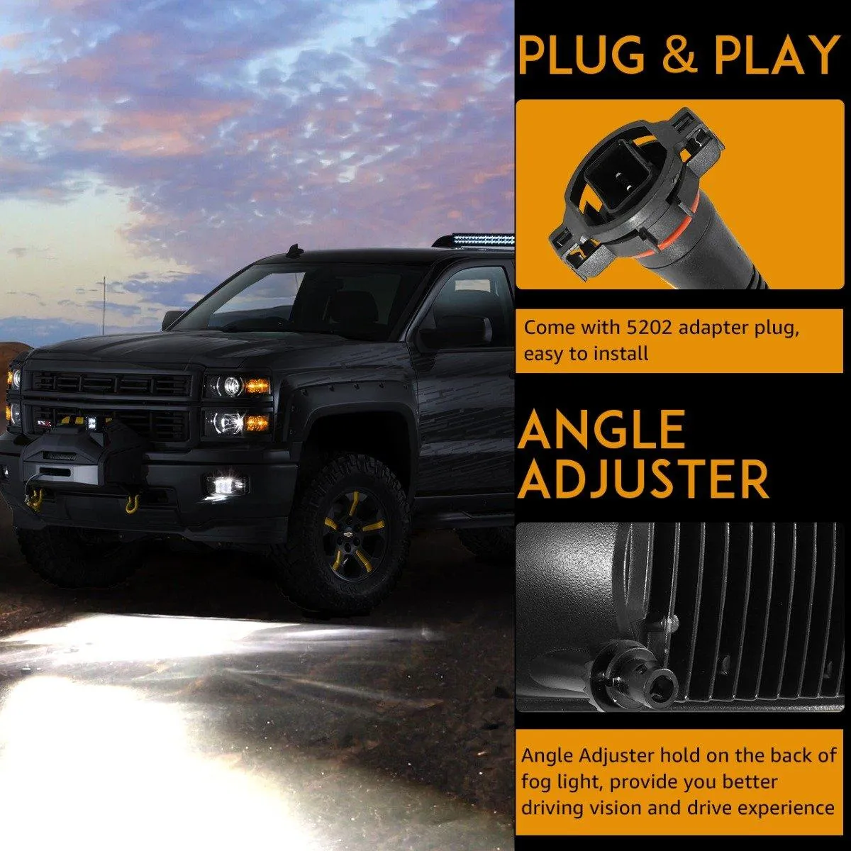 (2pcs/set) 36W Chrome LED Fog Lights 5202 for GMC YUKON 2015-2016