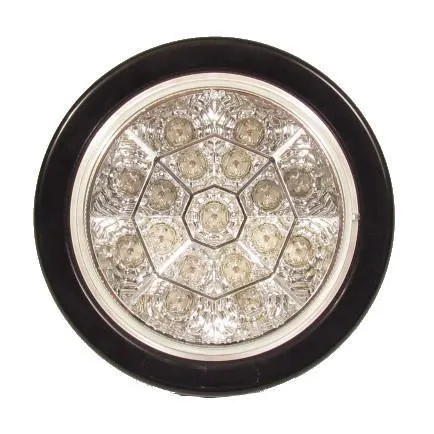 4" Red Round Tail/Stop/Turn Led Light With 17 Leds, Clear Lens And Chromed Reflector | F235103
