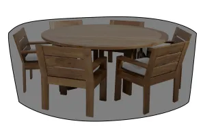 7 pc Pacific Teak Dining Set with 60" Round Dining Table WeatherMAX Outdoor Weather Cover