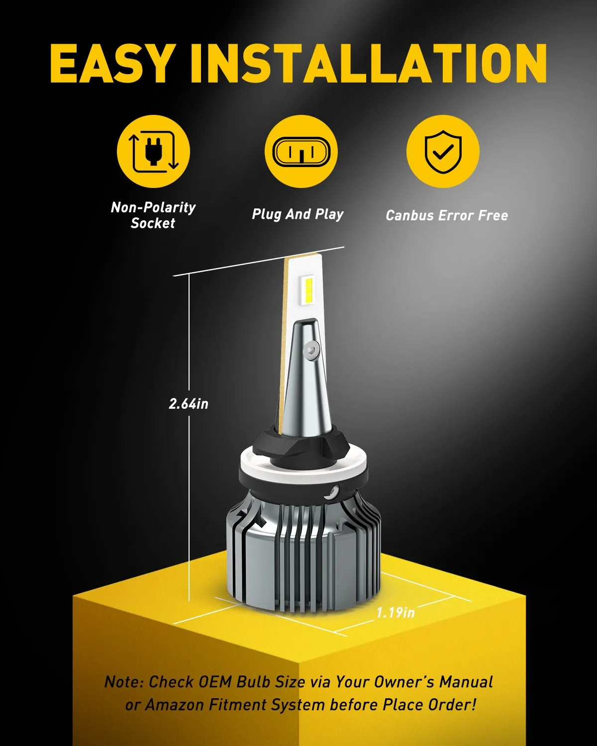881 LED Bulb LED Fog Light Bulb, 6000 Lumen 6500K Extremely Bright Xenon White