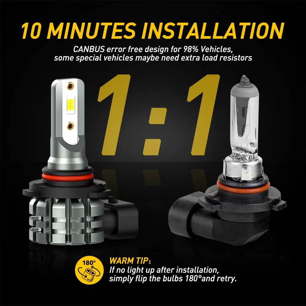 9006/HB4 LED Fog Light Bulbs, 4000 Lumens Extremely Bright with CSP Chip