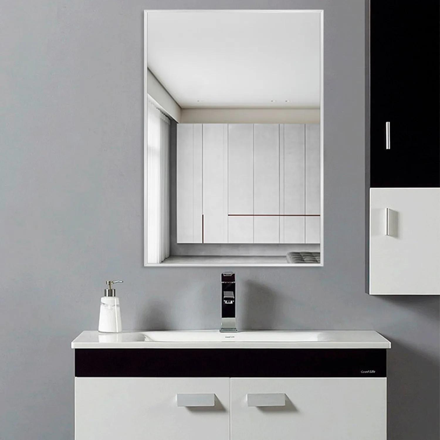 Aluminum Framed Contemporary Bathroom Vanity Wall Mirror