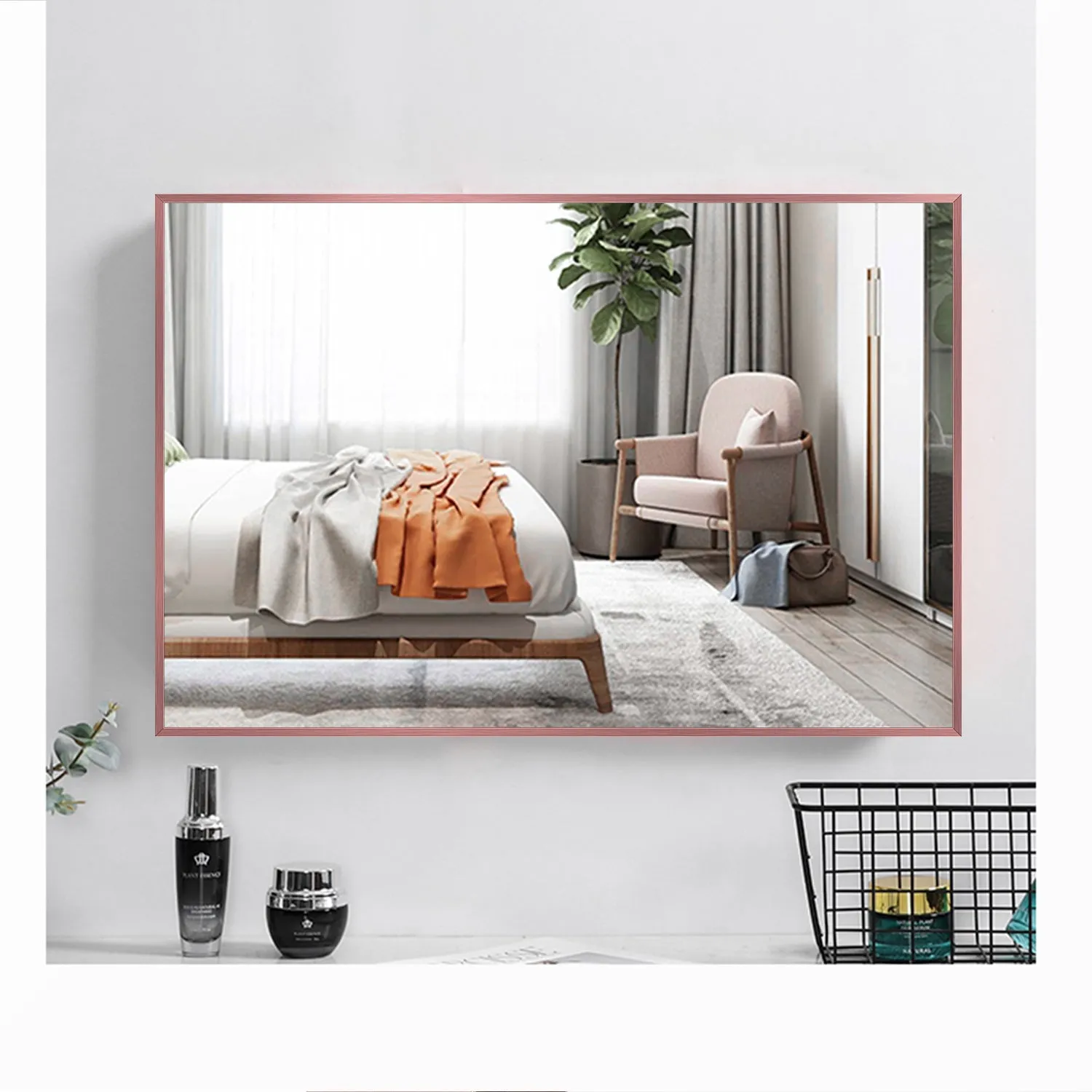 Aluminum Framed Contemporary Bathroom Vanity Wall Mirror
