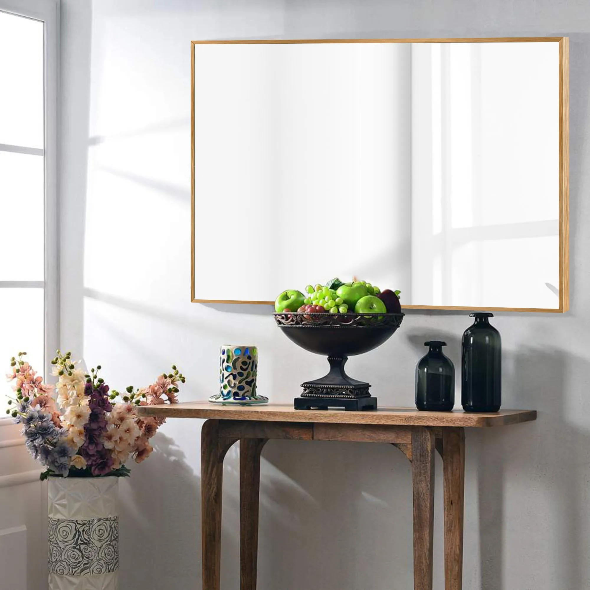 Aluminum Framed Contemporary Bathroom Vanity Wall Mirror