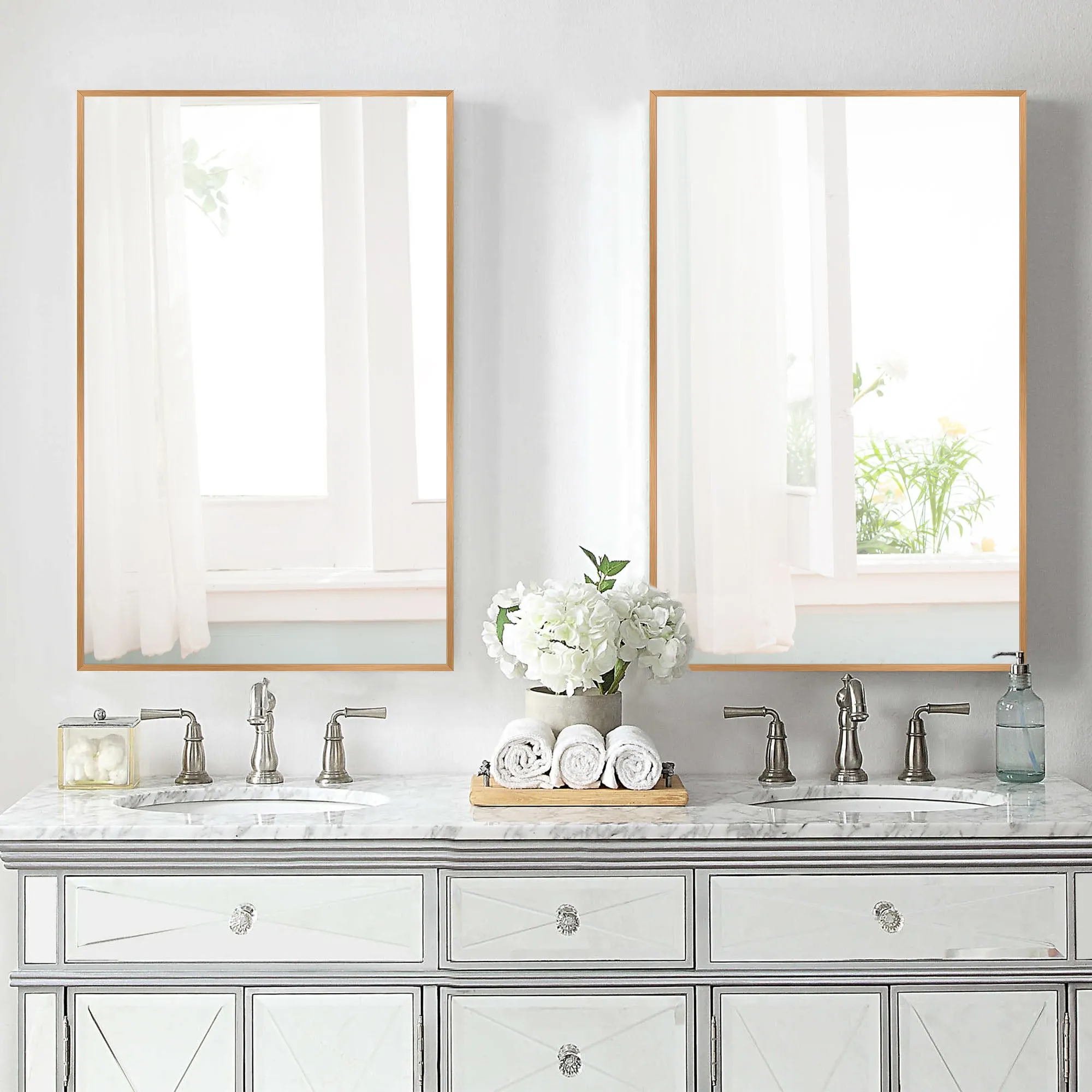 Aluminum Framed Contemporary Bathroom Vanity Wall Mirror