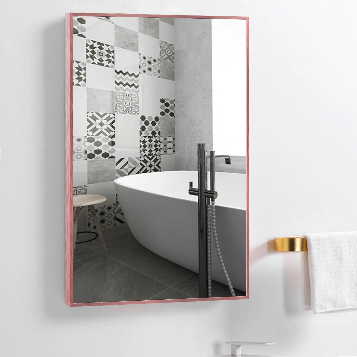 Aluminum Framed Contemporary Bathroom Vanity Wall Mirror