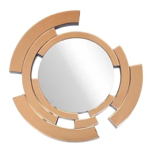 AR MODULERS Circle Sun Blade Gold Chrome Decorative Wall Mounted Mirror for Living Room, Bedroom, Dining Room, Bathroom or Office, Home Decor