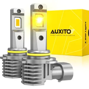 AUXITO H10 9140 9145 LED Fog Lights, 3000K Amber Yellow, 600% Brighter, Fanless, Plug and Play
