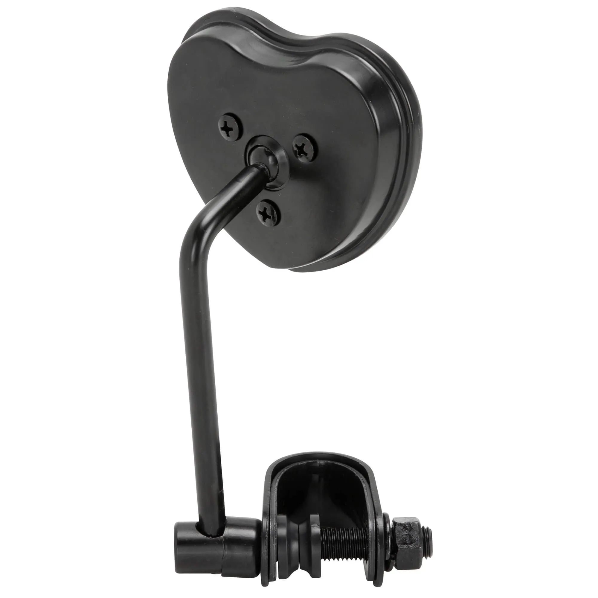 Black Heart Motorcycle Mirror - Clamp On - Black