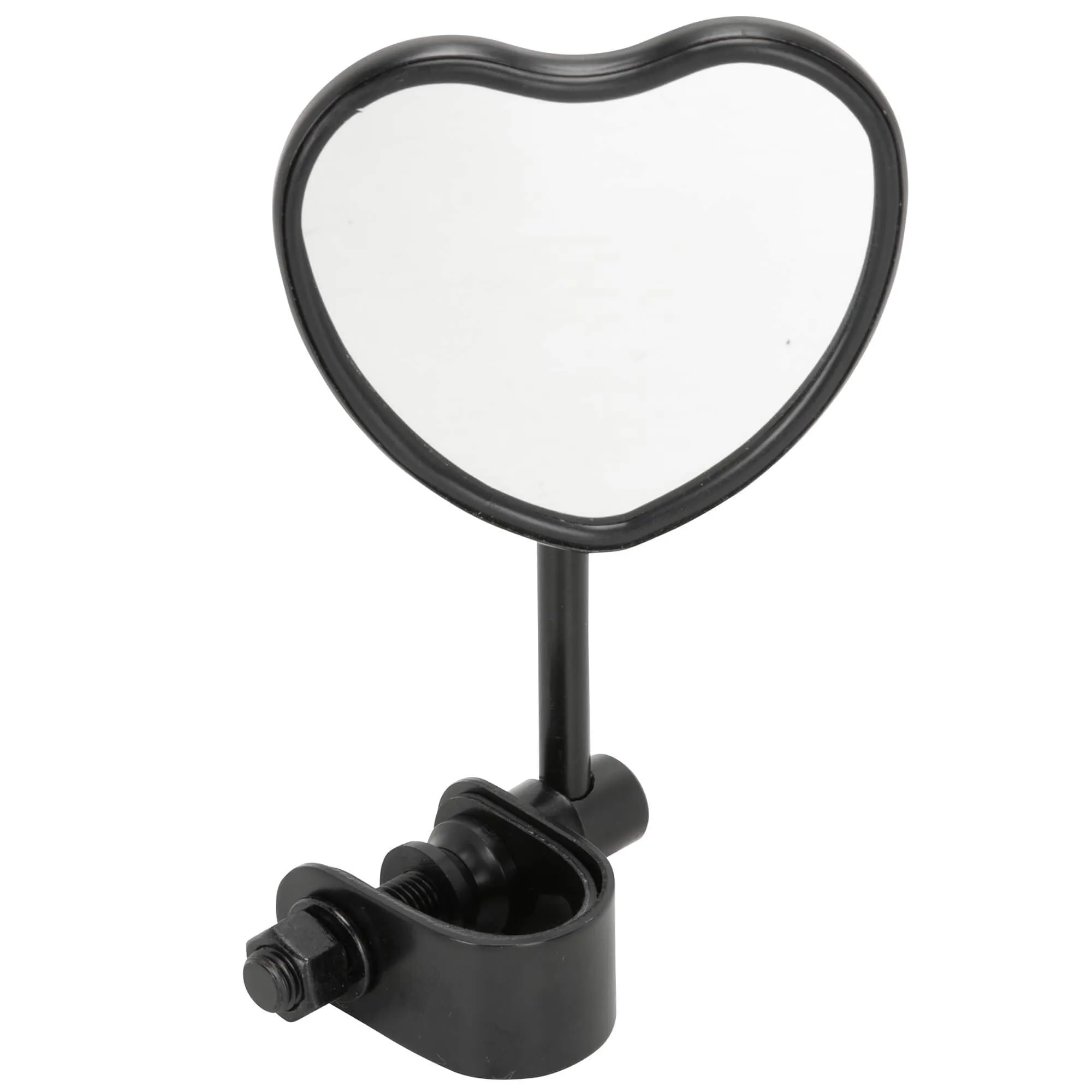 Black Heart Motorcycle Mirror - Clamp On - Black