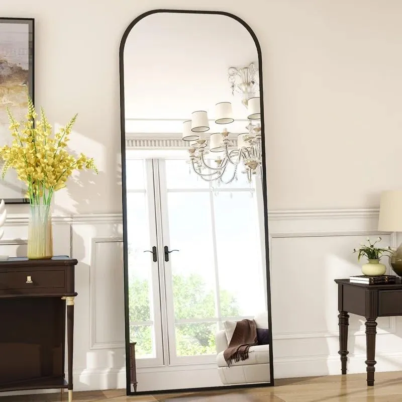 BUNGALOW MERCER Aluminum Profile Full-Length Mirror - Elegant for Living Room and Bedroom (Black, 70x24inch)