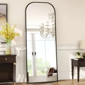 BUNGALOW MERCER Aluminum Profile Full-Length Mirror - Elegant for Living Room and Bedroom (Black, 70x24inch)