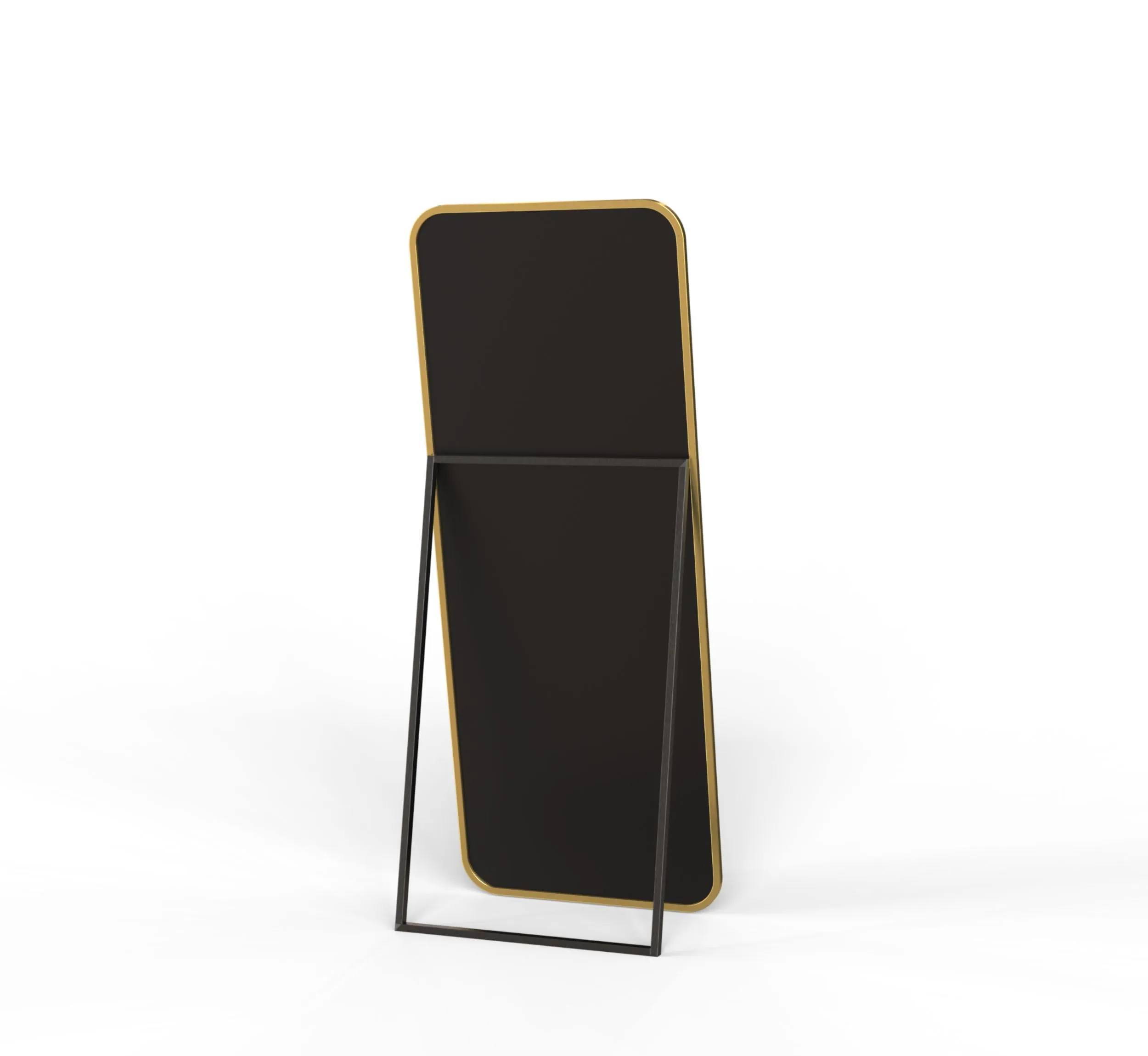 CORSICA DESIGNS 58x23x12 Rectangle Metal Freestanding Mirror for Living Room, Bedroom and Dressing Corner, Full Length Big Modern Mirror with Stand, Saint Gobain Glass (Rounded, 58"x23"x12")