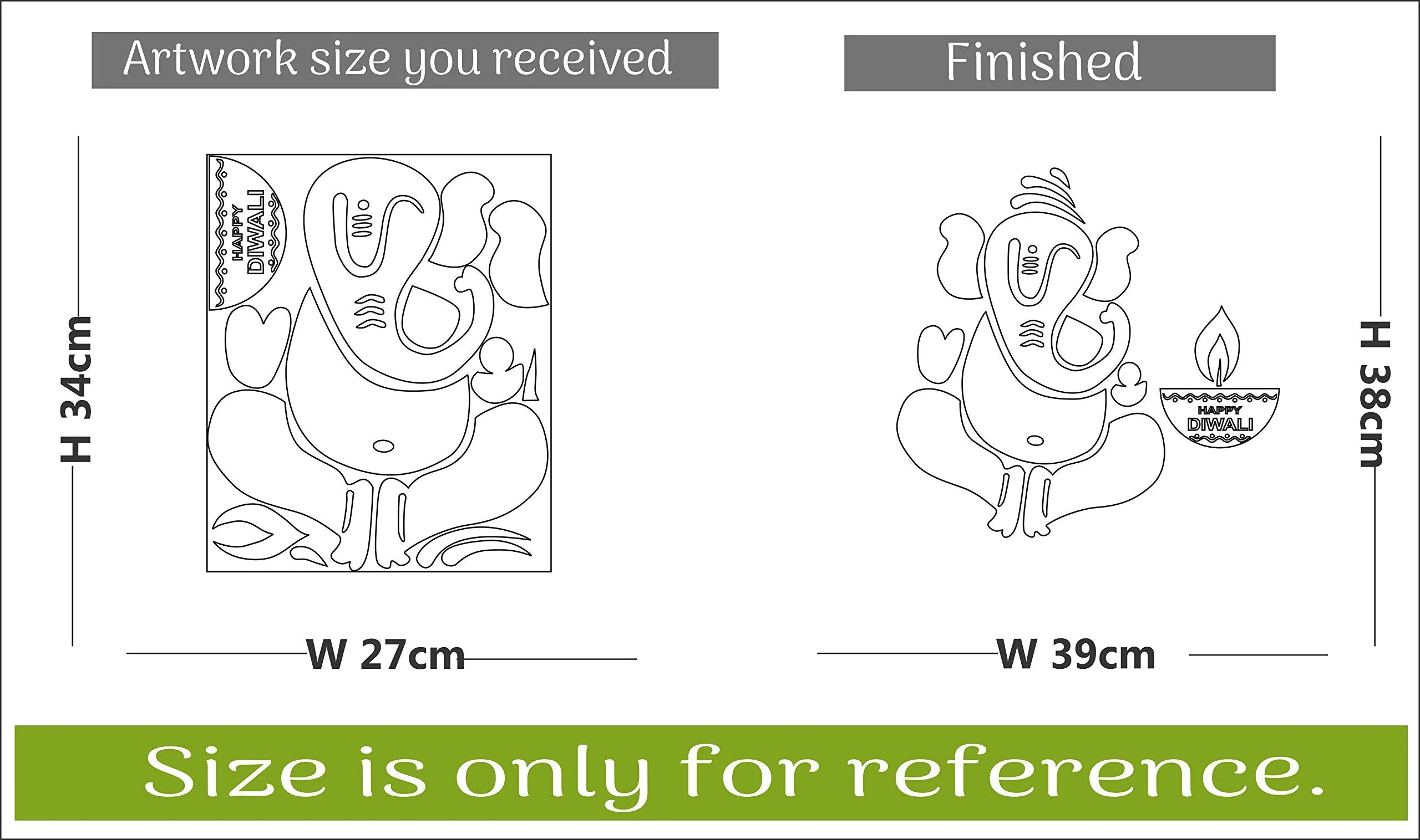 Decor Kafe Shri Ganesh Diwali Decorations Acrylic 3D Mirror Wall Sticker (Black)_MBL201
