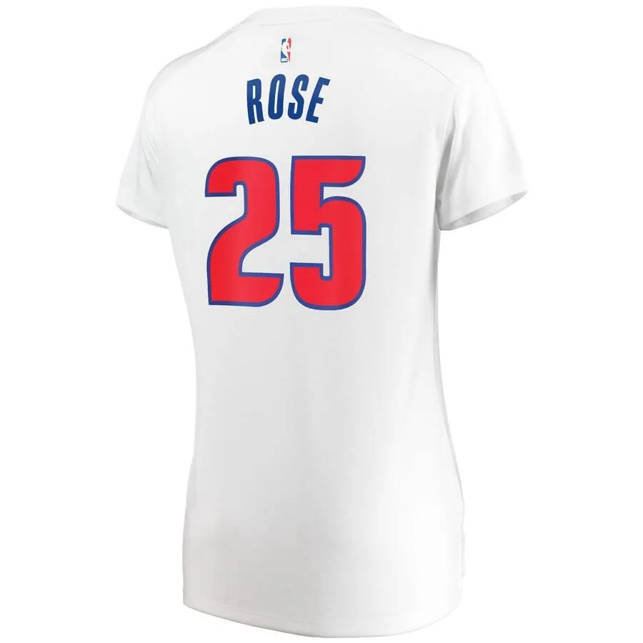 Detroit Pistons Derrick Rose Fanatics Branded Replica Fast Break Player Association Jersey Womens - White | Ireland W4857A3