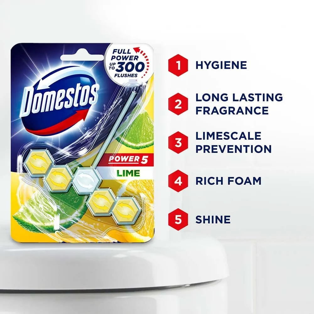 Domestos Power 5 Rim Blocks Lime 55G