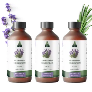 Forest Lab Natural Air Freshener | Lavender & Rosemary Pure Essential Oils | Chemical Free | Child & Pet Friendly | Pack of 3 | (300 ml makes 3 L)