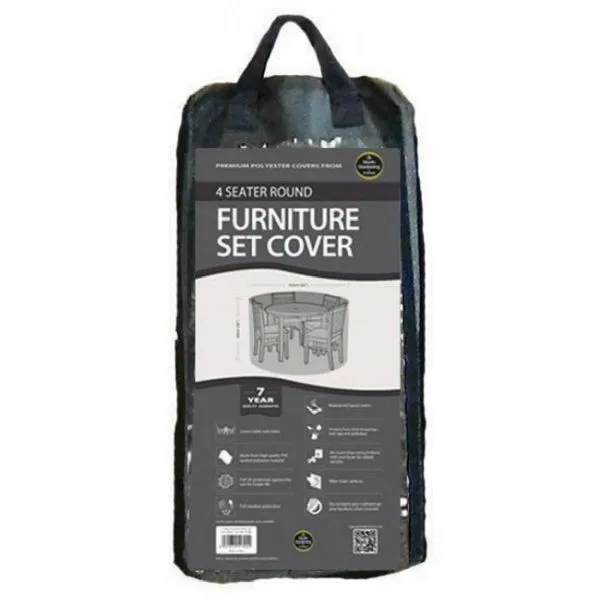 Garland Black 4 Seater Round Furniture Set Cover - W1392