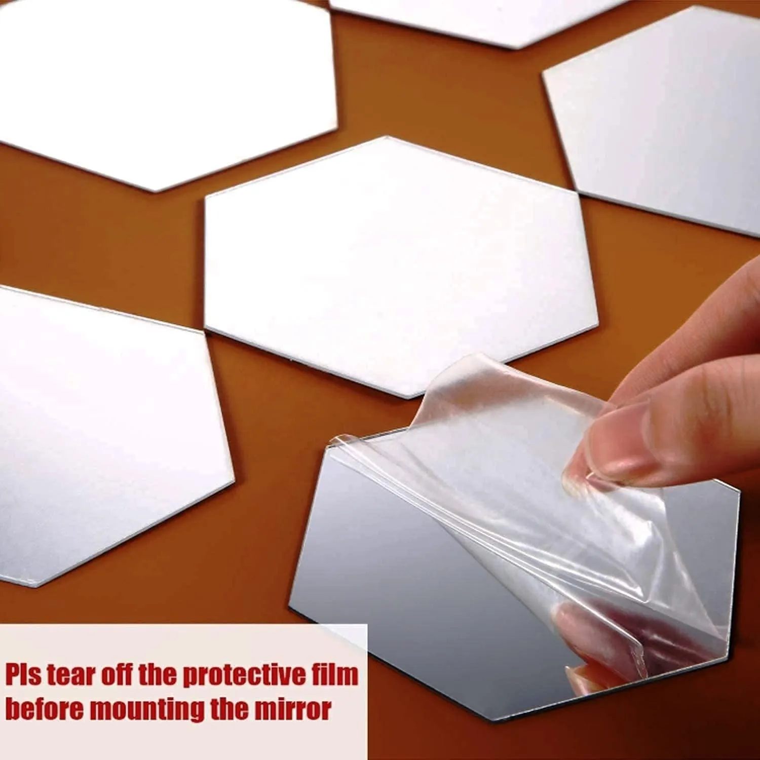 JEOGA Self Adhesive Hexagon Acrylic Mirror 3D Acrylic Decorative Stickers, Mirror for Wall,Home, Bedroom,Bathroom, Kitchen, 12.1 CM X 10.1 CM Pack of 7 with 10 Butterfly Acrylicwith
