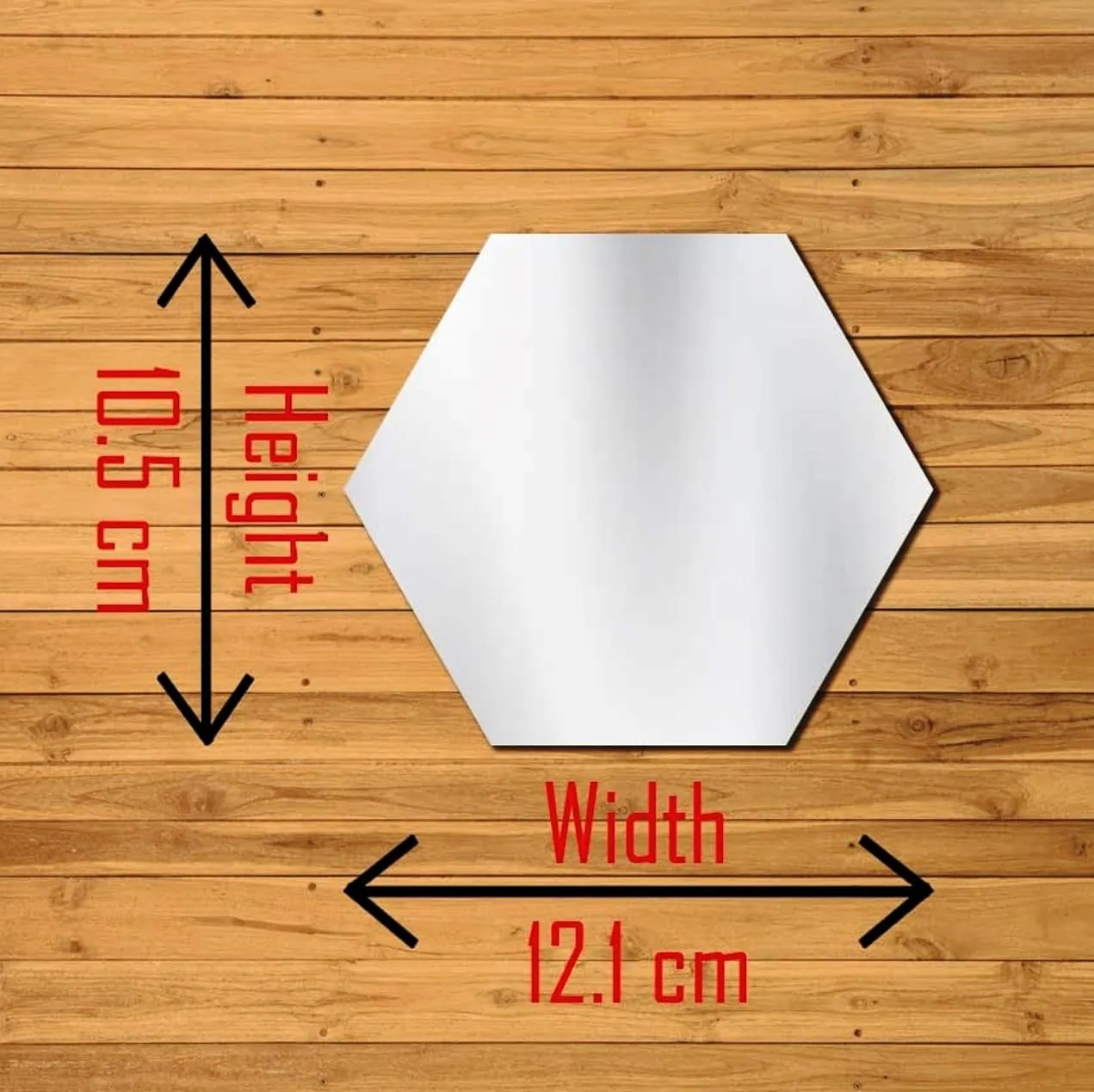 JEOGA Self Adhesive Hexagon Acrylic Mirror 3D Acrylic Decorative Stickers, Mirror for Wall,Home, Bedroom,Bathroom, Kitchen, 12.1 CM X 10.1 CM Pack of 7 with 10 Butterfly Acrylicwith