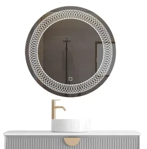 K R KRISHNA'S Reflection Wall Mount Round Touch Sensor LED Light Mirror Glass (Warm White, Natural White, 24" x 24 INCH)