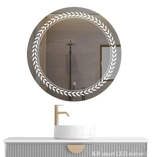 K R KRISHNA'S Reflection Wall Mount Round Touch Sensor LED Light Mirror Glass (Warm White, Natural White, 24" x 24'INCH)