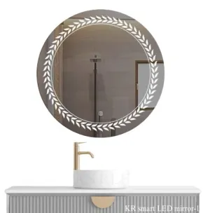 K R KRISHNA'S Reflection Wall Mount Round Touch Sensor LED Light Mirror Glass (Warm White, Natural White, 24" x 24'INCH)
