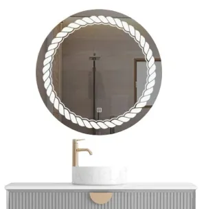 K R KRISHNA'S Reflection Wall Mount Round Touch Sensor LED Light Mirror Glass Warm White, Natural White, 24" x 24"INCH
