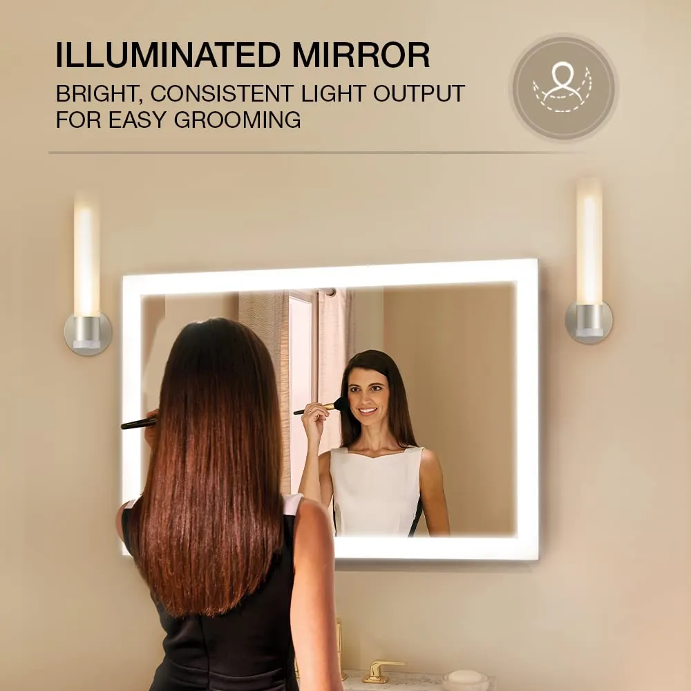 KOHLER Escale Lighted Rectangular Mirror, 40" x 26" (101.6cm x 66.04 cm), Peripheral LED Lights, Anti-fog, Touchless