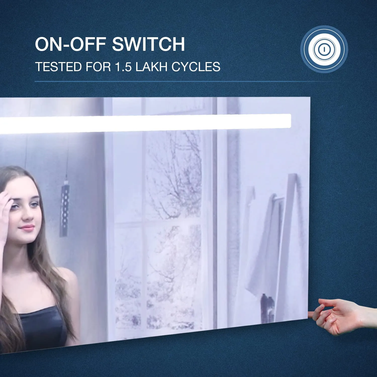 Kohler Forefront Lite Rectangular Mirror 900mm X 650 mm, Inset LED Lights, Mechanical Switch with Defogger