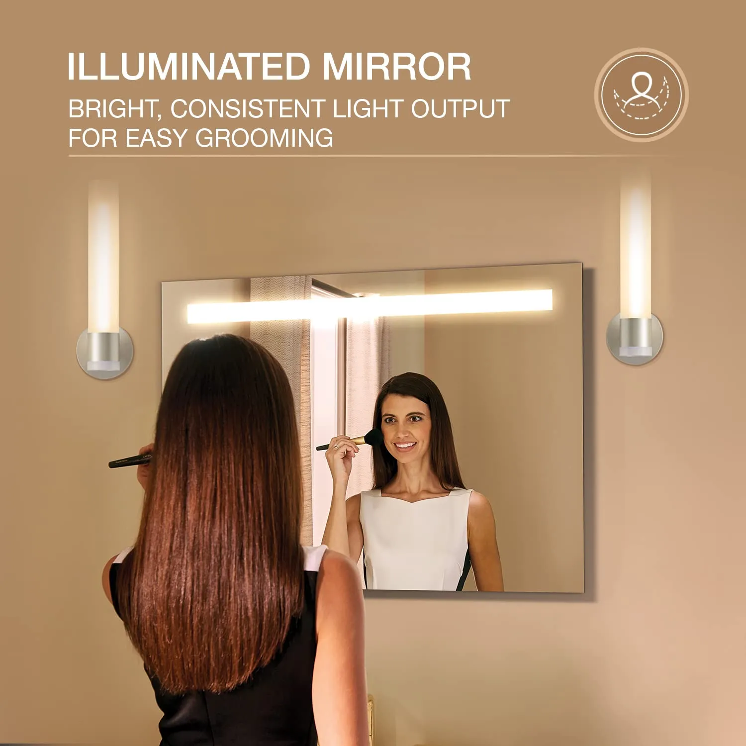 Kohler Forefront Lite Rectangular Mirror 900mm X 650 mm, Inset LED Lights, Mechanical Switch with Defogger