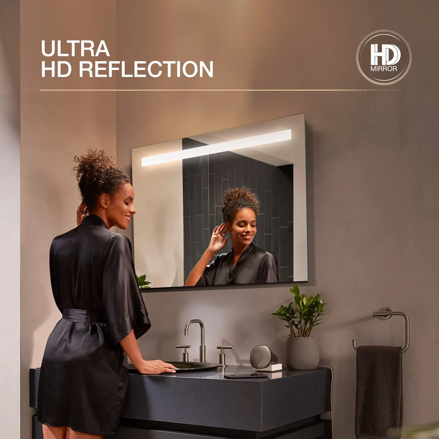 Kohler Forefront Lite Rectangular Mirror 900mm X 650 mm, Inset LED Lights, Mechanical Switch with Defogger