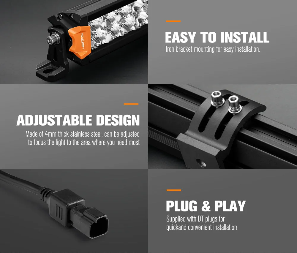 Lightfox 9 inch Osram Laser LED Driving Lights   20 inch Dual Row LED Light Bar   Wiring Kit