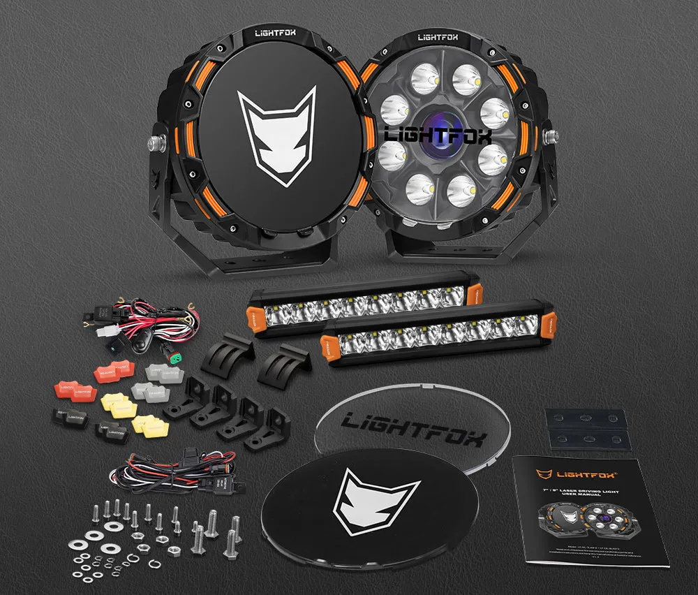 Lightfox 9 inch Osram Laser LED Driving Lights   8inch LED Light Pods   Wiring Kit