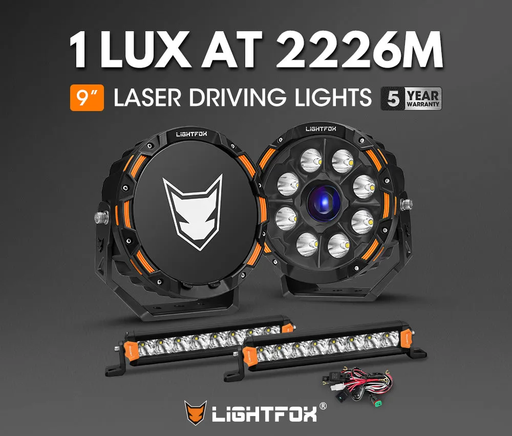 Lightfox 9 inch Osram Laser LED Driving Lights   8inch LED Light Pods   Wiring Kit