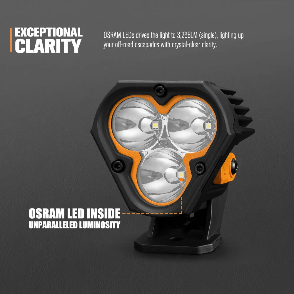 LIGHTFOX Pair 3inch Cygnus-3 Osram LED Pod Lights 1Lux@360m 3,236LM
