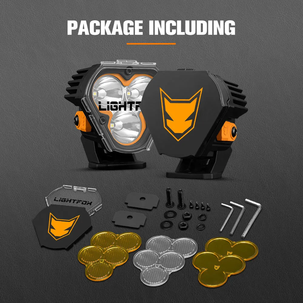 LIGHTFOX Pair 3inch Cygnus-3 Osram LED Pod Lights 1Lux@360m 3,236LM