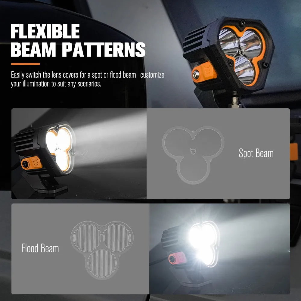 LIGHTFOX Pair 3inch Cygnus-3 Osram LED Pod Lights 1Lux@360m 3,236LM
