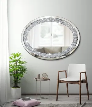 MIRORMA Crystal Wall Oval Mirror/Living Room Bedroom Bathroom Basin Home Decor 24″x18″ inch