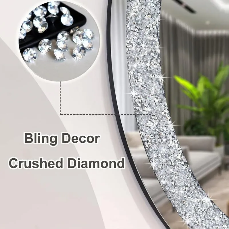 MIRORMA Crystal Wall Oval Mirror/Living Room Bedroom Bathroom Basin Home Decor 24″x18″ inch