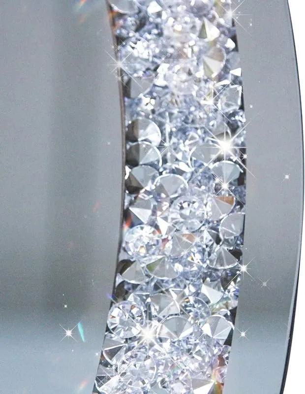 MIRORMA Wall Mirror Round Shape Diamond/Living Room Bedroom Bathroom Basin Home Decor 31″x 33″inch