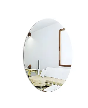 Oval Shape Adhesive Mirror Sticker for Wall on Tiles Bedroom Living Room Basin Mirror Bathroom Wall Mirror Both Side Sticker Unbreakable Plastic Wall Mirror