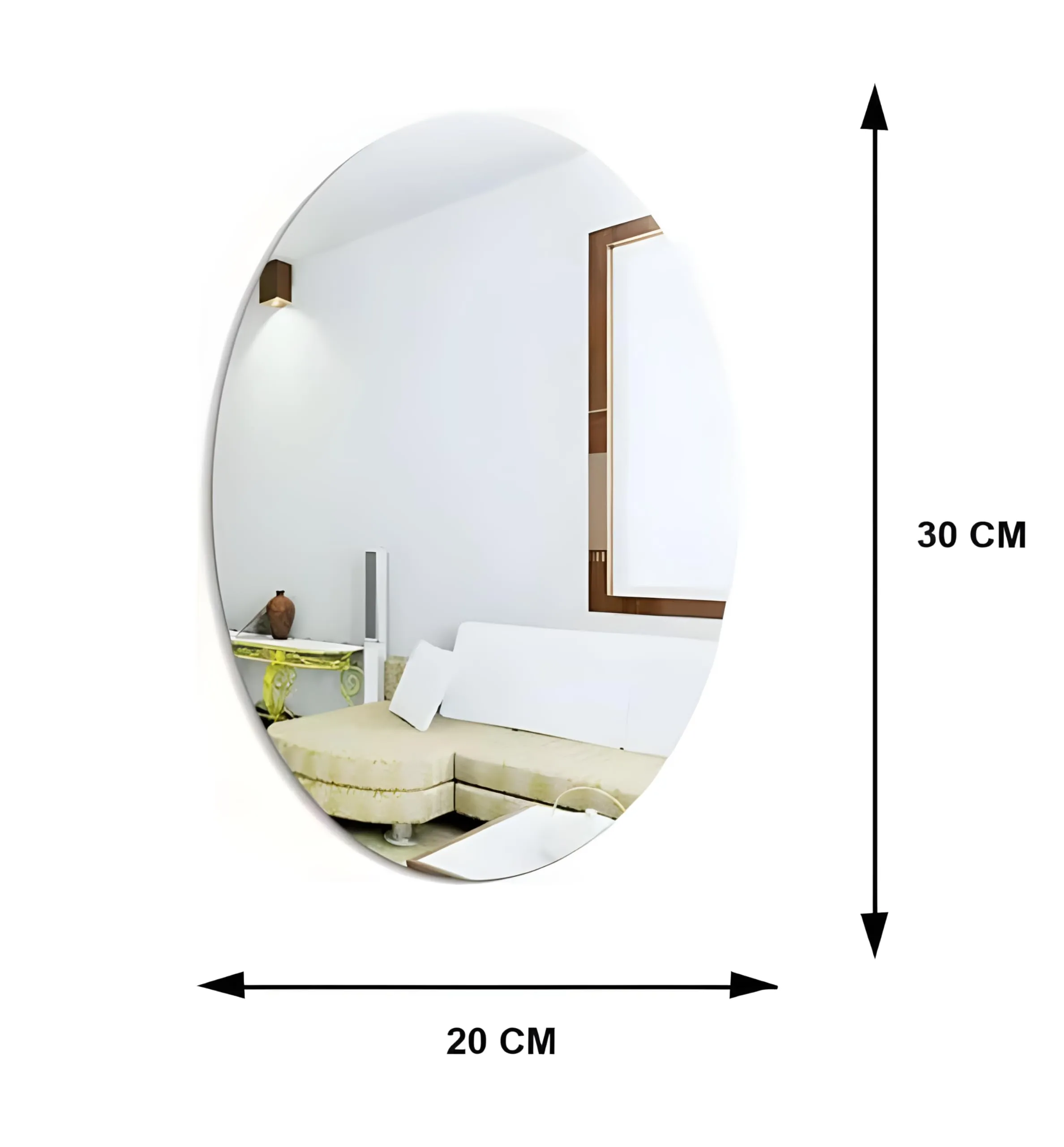 Oval Shape Adhesive Mirror Sticker for Wall on Tiles Bedroom Living Room Basin Mirror Bathroom Wall Mirror Both Side Sticker Unbreakable Plastic Wall Mirror