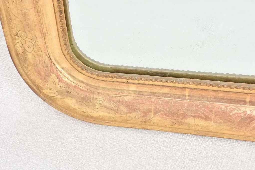 Pair of Napoleon III gilded mirrors with rounded corners 31" x 27¼"