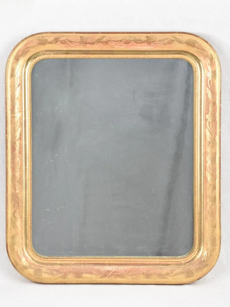 Pair of Napoleon III gilded mirrors with rounded corners 31" x 27¼"