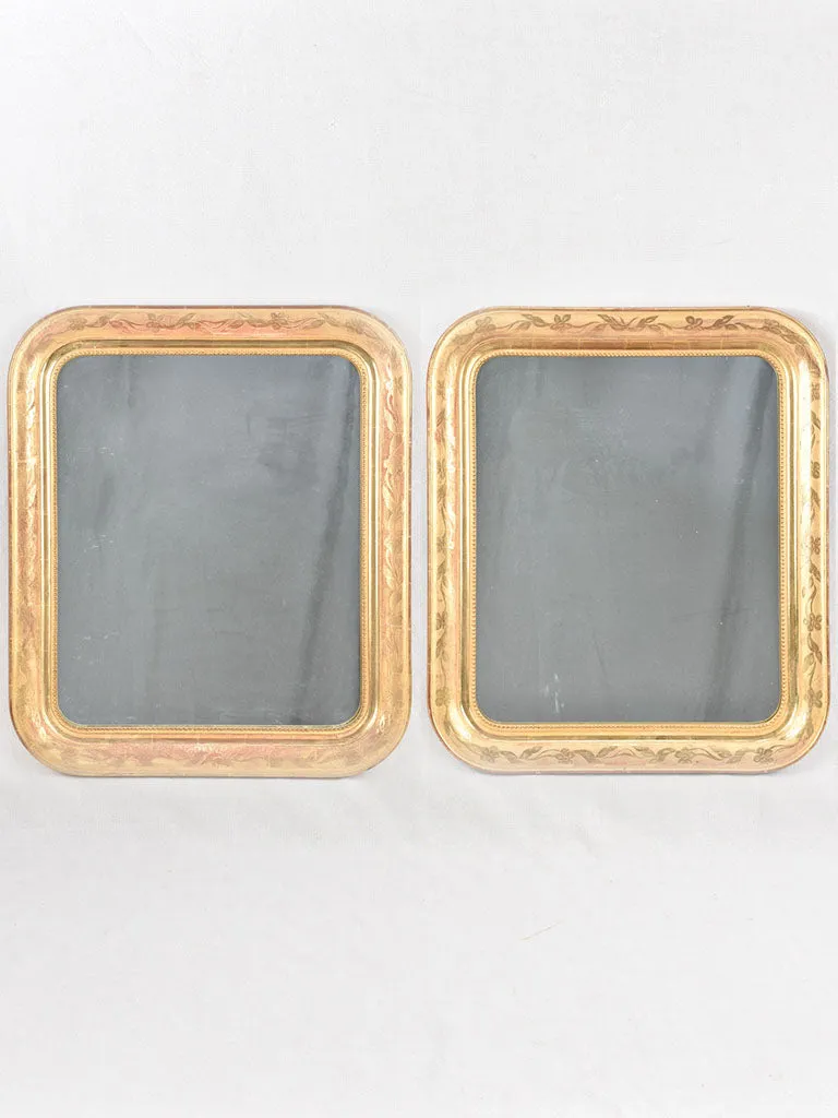 Pair of Napoleon III gilded mirrors with rounded corners 31" x 27¼"