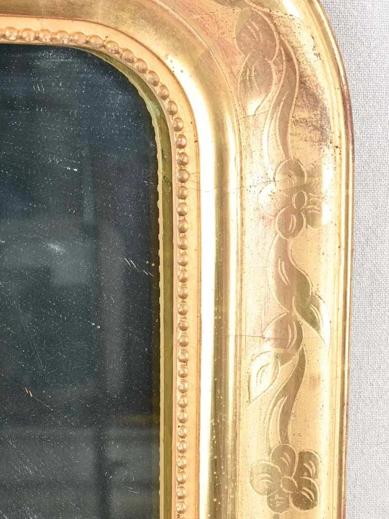Pair of Napoleon III gilded mirrors with rounded corners 31" x 27¼"