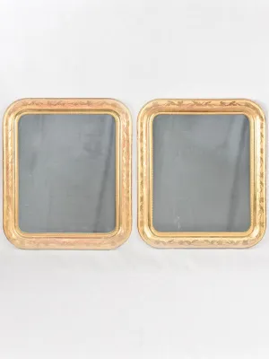 Pair of Napoleon III gilded mirrors with rounded corners 31" x 27¼"