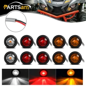 Partsam Universal UTV ATV Led Turn Signal Lights Kit Street Legal, 8Pcs Front Rear 3/4 inch Led Lights & 2Pcs 3/4 inch Clear White Led Lights interior turn signal indicators / overhead map lights