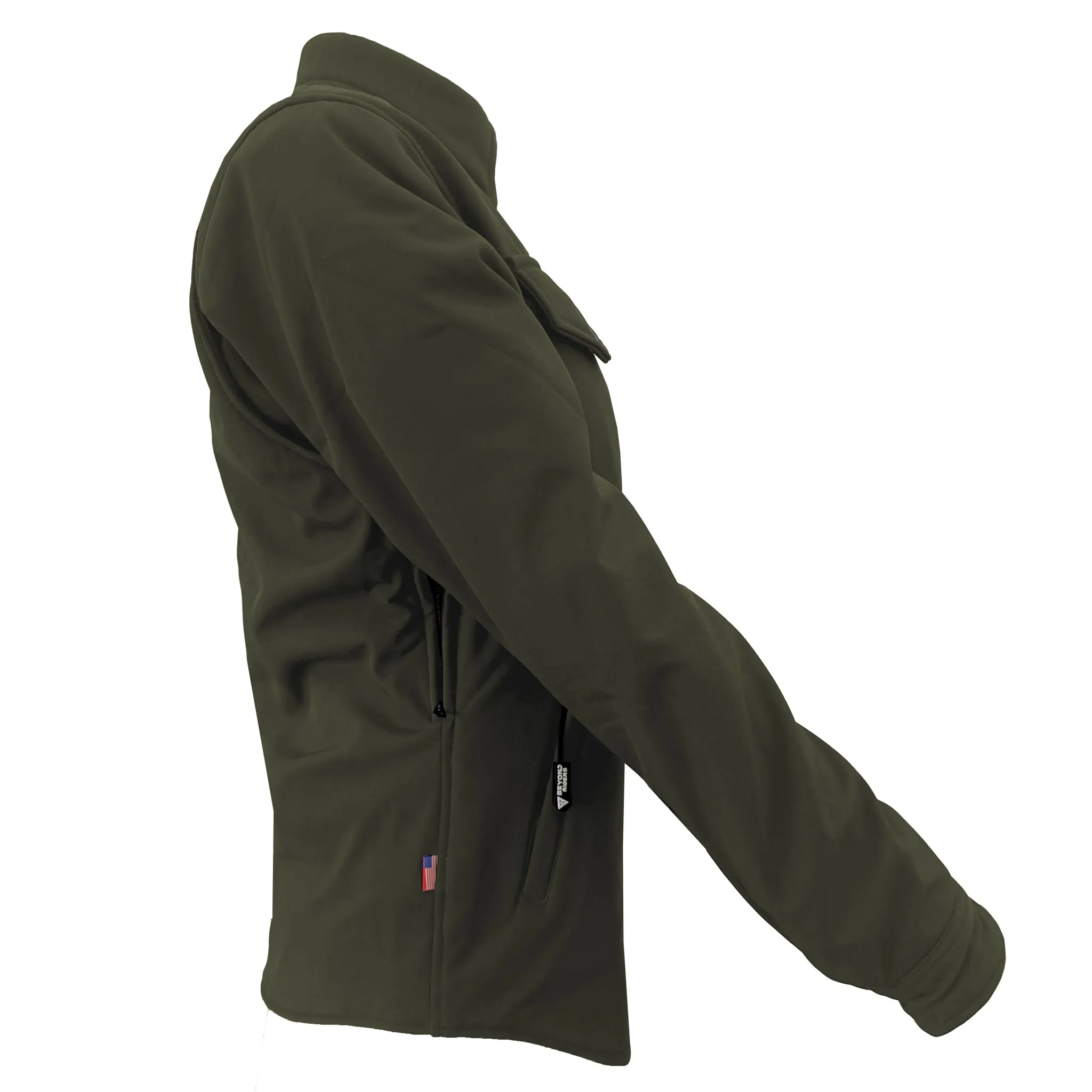 Protective SoftShell Winter Jacket for Women - Army Green Matte with Pads